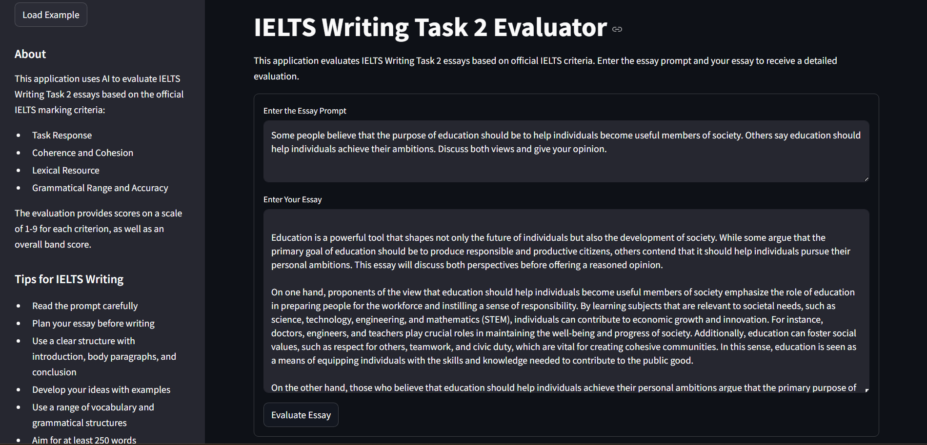 IELTS Essay Evaluator